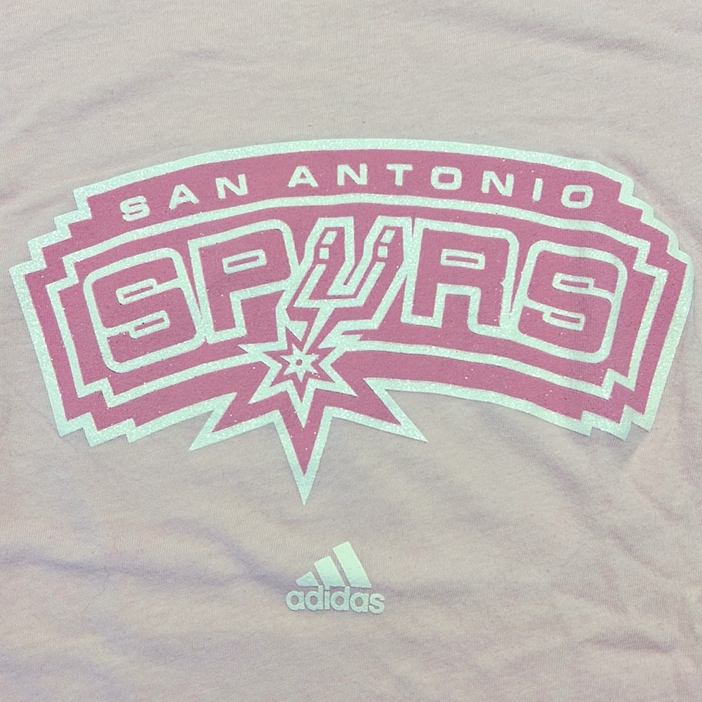 Ladies Medium Adidas Spurs Logo Graphic tee in Pink and white